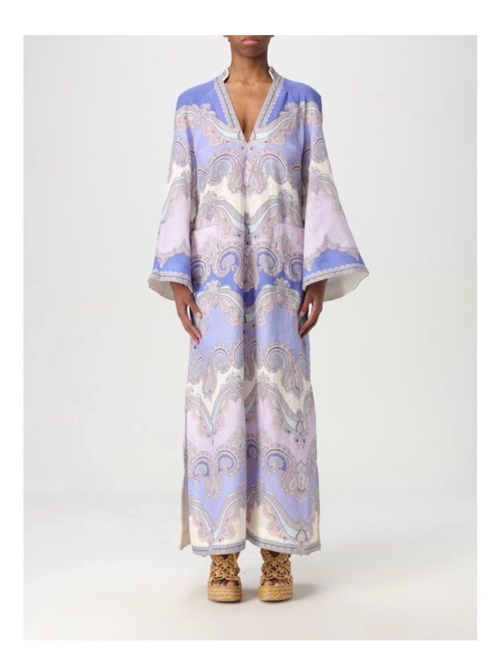 ZIMMERMANN Lavender Paisley V-Neck Maxi Dress - Size 1